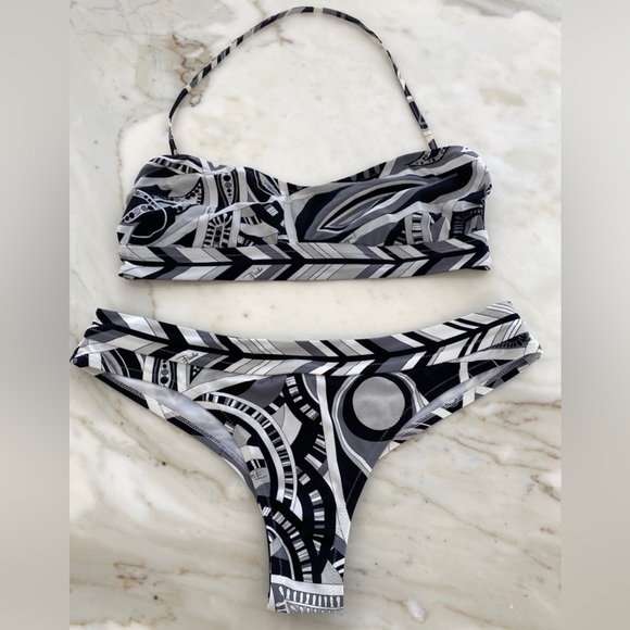 EMILIO PUCCI BLACK WHITE GRAY BIKINI SIZE IT 42 / US 8 - Picture 6 of 16